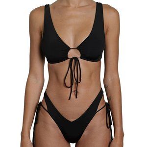 NWT Riot Swim Fox Bikini Top and Bottom Black, Medium
